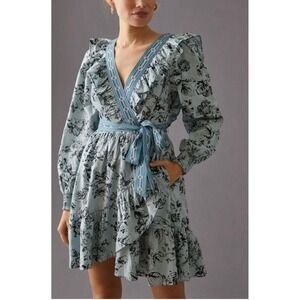 Anthropologie | Dresses | Farm Rio Halter Floral Ruffle Crochet Mini Dress  | Poshmark